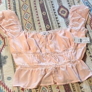PacSun Blush Lace-Trimmed Top